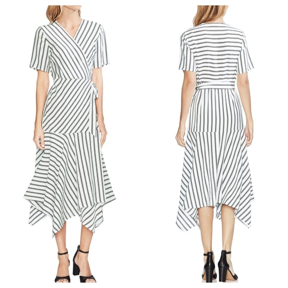 Vince Camuto Dresses & Skirts - Vince Camuto Playful Stripe Satin Wrap Dress